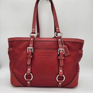 Coach Leatherware Gallery East/West Y2K Tote Red Silver Medium F12343